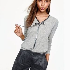 J. Crew XXS Abagail Borg Sequin Tie Neck Sweater Gray